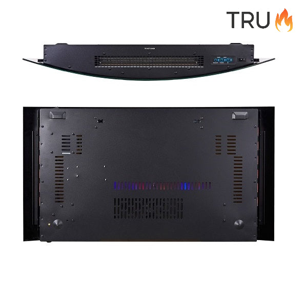 2025 TruFlame™ 89cm Wide Wall Mounted Curved Black Glass Electric Fire with Pebbles and GLOW effect