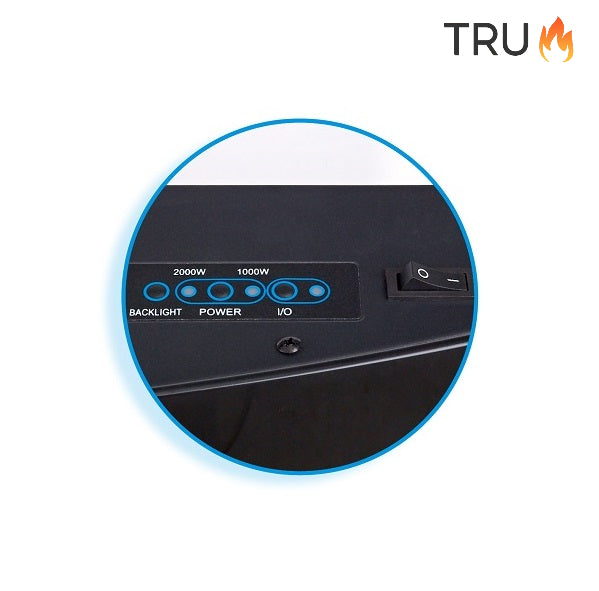 2025 TruFlame™ 89cm Wide Wall Mounted Curved Black Glass Electric Fire with Pebbles and GLOW effect