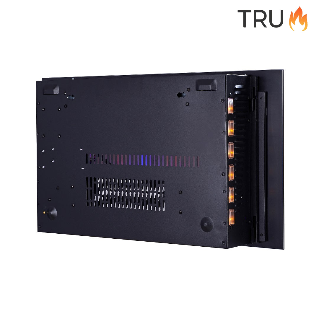 2025 TruFlame™ 73cm Wide Wall Mounted Flat Black Glass Electric Fire with GLOW sides