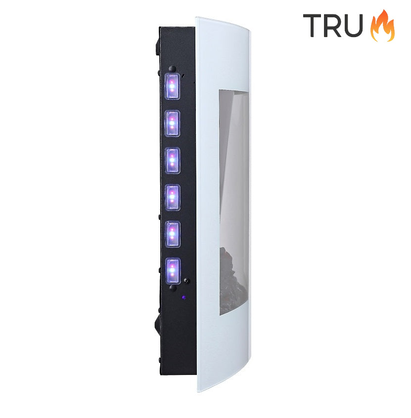 2025 TruFlame™ 89cm Wide Wall Mounted Curved White Glass Electric Fire with Logs and GLOW Effect