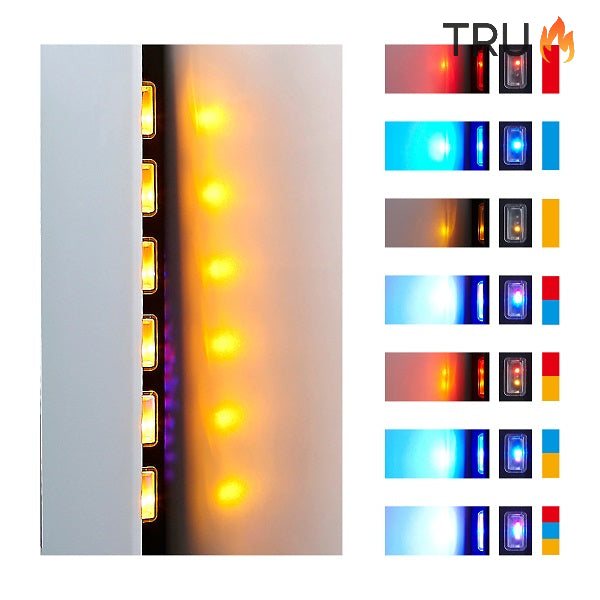 2025 TruFlame™ 89cm Wide Wall Mounted Curved White Glass Electric Fire with Logs and GLOW Effect
