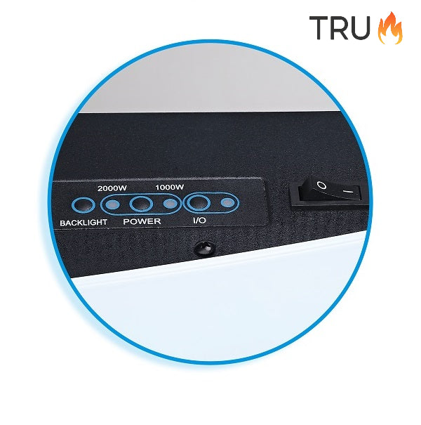 2025 TruFlame™ 89cm Wide Wall Mounted Curved White Glass Electric Fire with Logs and GLOW Effect