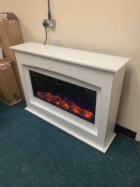 2025 TruFlame™ 35inch White Wall Mounted Electric Fire Suite with 3 colour Flames
