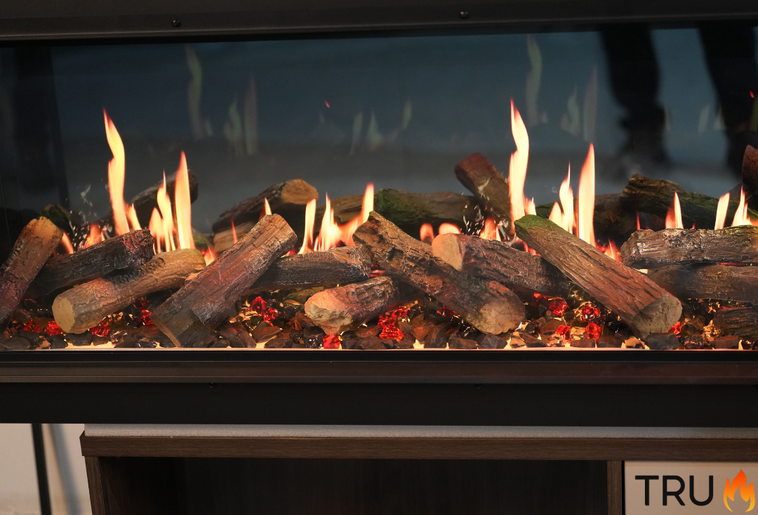 2025 TruFlame™ LCD Premium 60inch Wide 3 sided Media Wall Electric Fire with Aquarium
