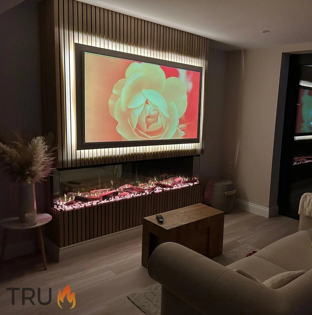 2025 TruFlame™ 80inch Wide 3 sided Media Wall Electric Fire
