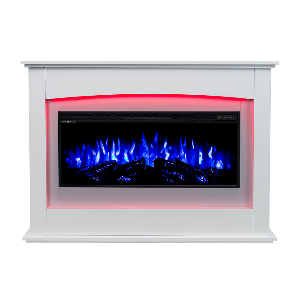 2025 TruFlame™ 35inch White Wall Mounted Electric Fire Suite with 3 colour Flames
