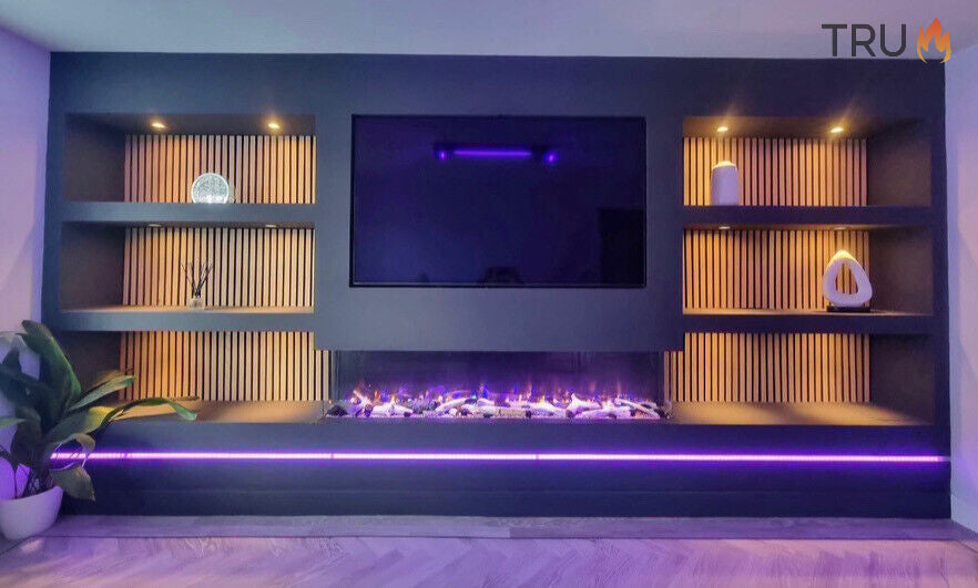 2025 TruFlame™ 80inch Wide 3 sided Media Wall Electric Fire