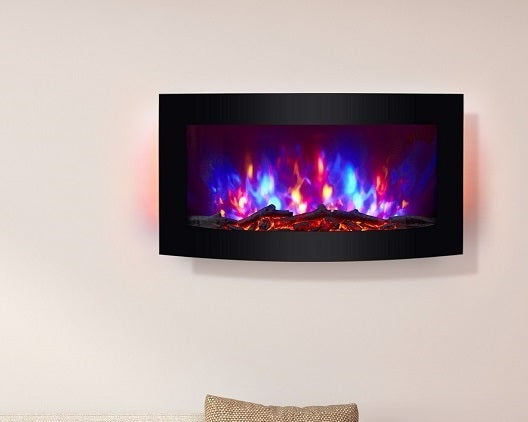 Black TruFlame wall mounted electric fire