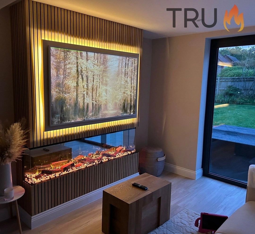 2026 TruFlame™ 60inch Wide 3 sided Media Wall Electric Fire