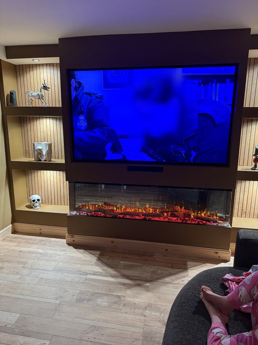 2025 TruFlame™ 72inch Wide 3 sided Media Wall Electric Fire