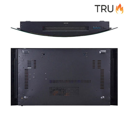 2025 TruFlame™ 89cm Wide Wall Mounted Curved Black Glass Electric Fire with Pebbles