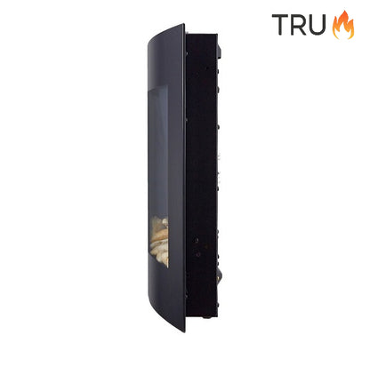 2025 TruFlame™ 89cm Wide Wall Mounted Curved Black Glass Electric Fire with Pebbles