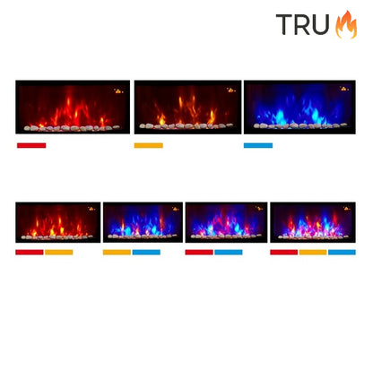 2025 TruFlame™ 89cm Wide Wall Mounted Curved Black Glass Electric Fire with Pebbles