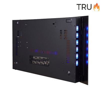 2025 TruFlame™ 89cm Wide Wall Mounted Curved Black Glass Electric Fire with GLOW sides and Logs