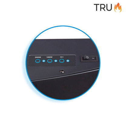 2025 TruFlame™ 89cm Wide Wall Mounted Curved Black Glass Electric Fire with GLOW sides and Logs