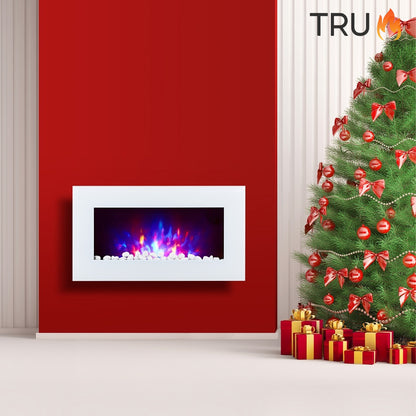 2025 TruFlame™ 73cm Wide Wall Mounted Flat White Glass Electric Fire with GLOW sides