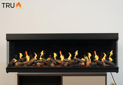 2025 TruFlame™ LCD Premium 60inch Wide 3 sided Media Wall Electric Fire with Aquarium