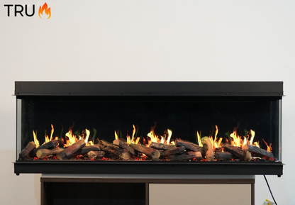 2025 TruFlame™ LCD Premium 60inch Wide 3 sided Media Wall Electric Fire with Aquarium
