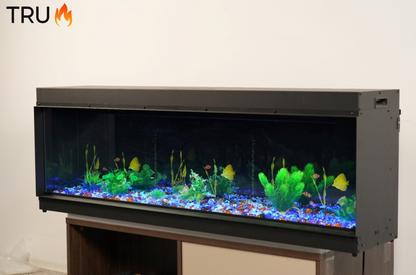 2025 TruFlame™ LCD Premium 60inch Wide 3 sided Media Wall Electric Fire with Aquarium