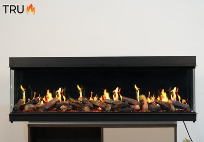 2025 TruFlame™ LCD Premium 60inch Wide 3 sided Media Wall Electric Fire with Aquarium