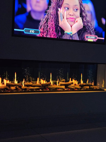 2026 TruFlame™ LCD Premium 60inch Wide 3 sided Media Wall Electric Fire with Aquarium