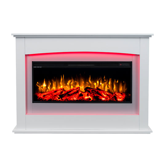 2025 TruFlame™ 35inch White Wall Mounted Electric Fire Suite with 3 colour Flames