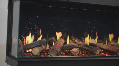2025 TruFlame™ LCD Premium 60inch Wide 3 sided Media Wall Electric Fire with Aquarium
