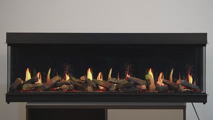 2025 TruFlame™ LCD Premium 60inch Wide 3 sided Media Wall Electric Fire with Aquarium