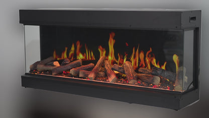 2025 TruFlame™ LCD Premium 60inch Wide 3 sided Media Wall Electric Fire with Aquarium