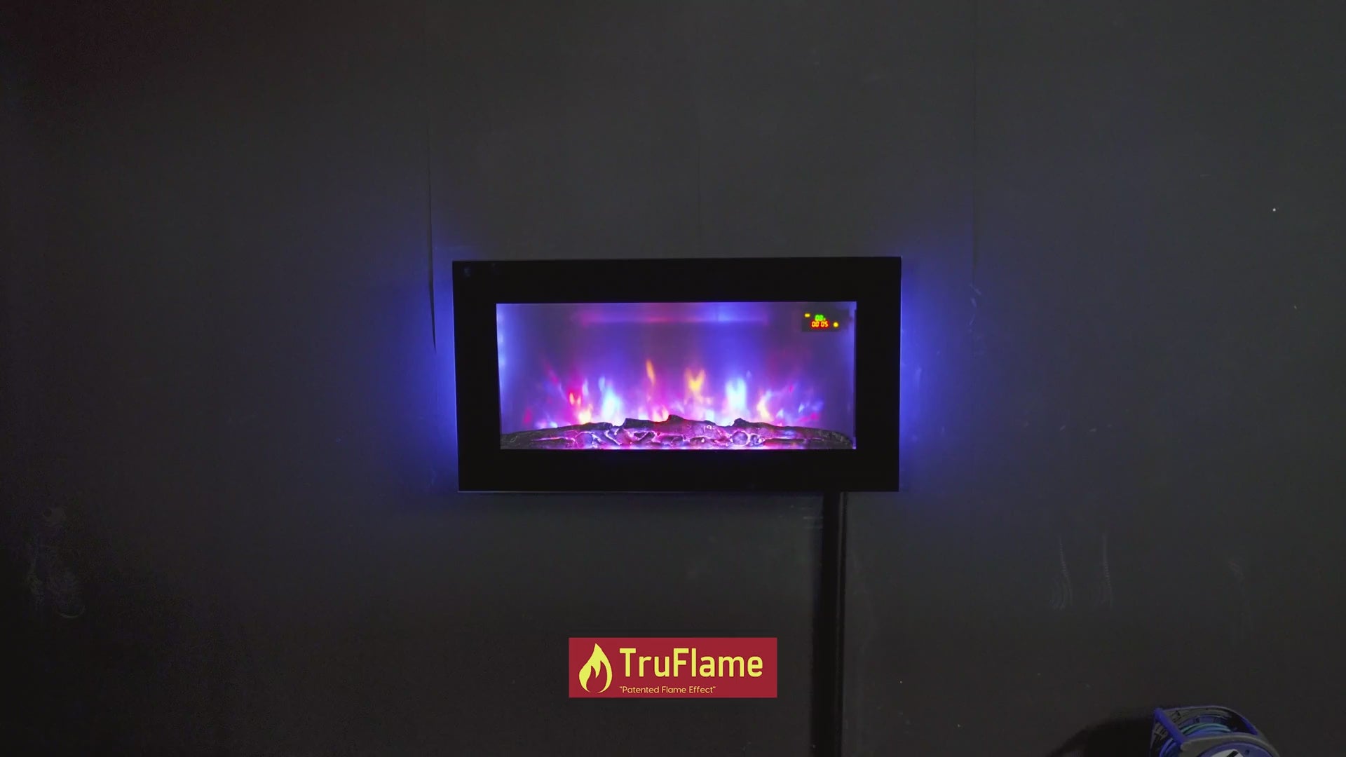2026 TruFlame™ 91cm Wide Wall Mounted Flat Black Glass Electric Fire w
